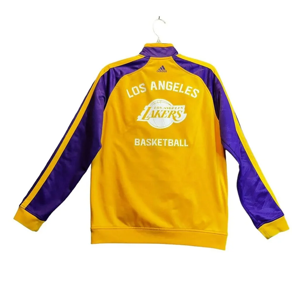 2013 Adidas Los Angeles Lakers Gold Pre Game Warm up Jacket Youth Teen XL Kobe - Picture 8 of 11